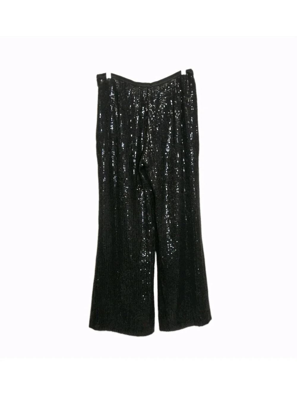 Tory Burch Ginger Sequin Wide Leg Pants Black Silk Size 12 Evening Dress Luxe
